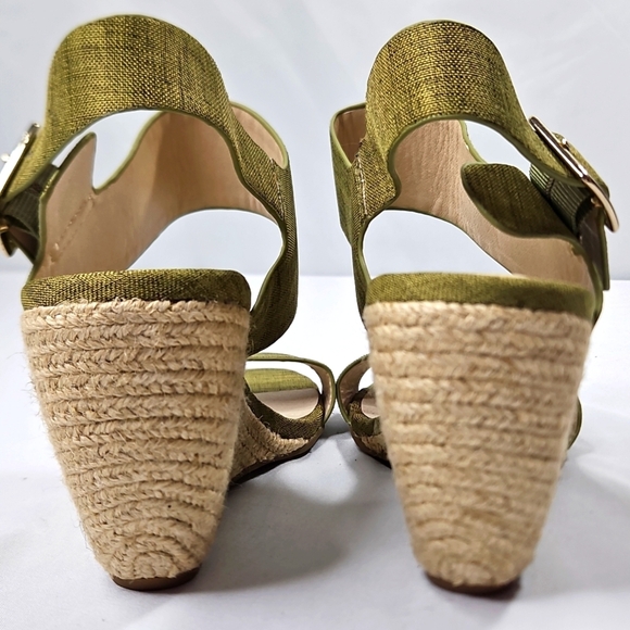 Seychelles Green Fabric Wedge Sandals Size 8.5 - Picture 5 of 8